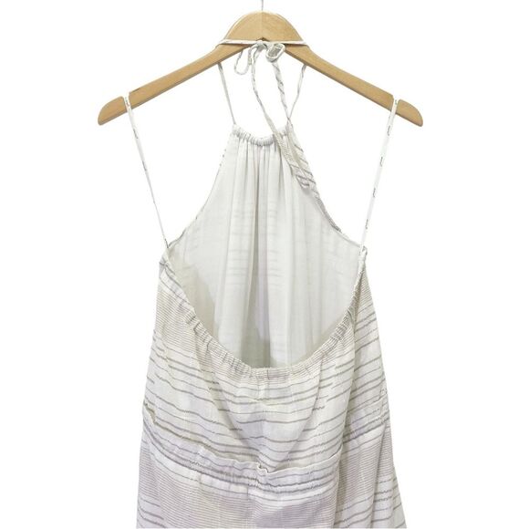 Minkpink Textured Neutral Tan White Striped Midi Halter Summer Dress Size Large - Picture 8 of 12